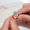 Classical Luxury  Sterling Silver Pave Princess-cut Simulated Diamond Wedding Rings for Women Adjustable  Girl Gift