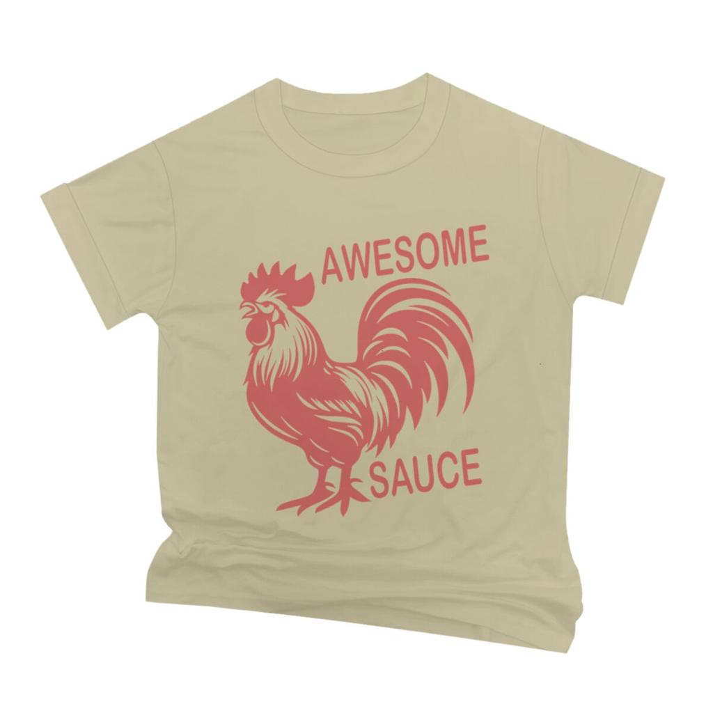 Funny Rooster Awesome Sauce Print TShirts Mens Short Sleeve Graphic T Shirt Funny Chicken Tshirt Humor Tees Male Tshirt
