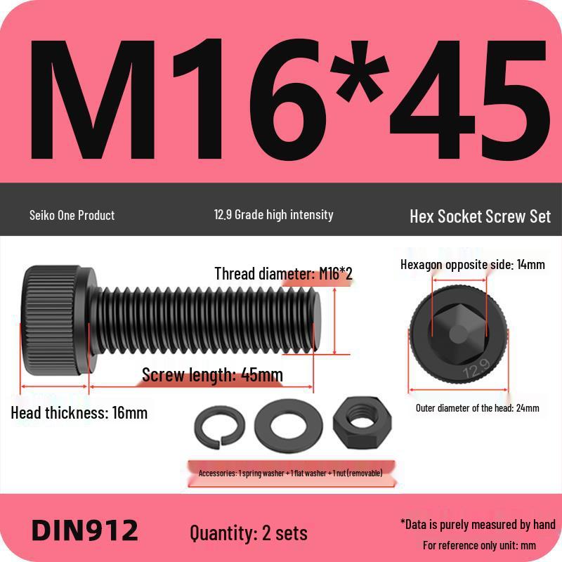 12.9 High Strength Socket Head Cap Screw and Nut Set M8-M16.