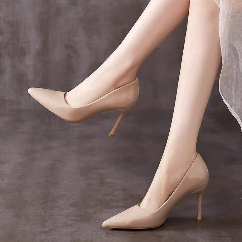 Летние темпераментные женские одиночные туфли с острым носком и профессиональными высокими каблуками 35 абрикосовый