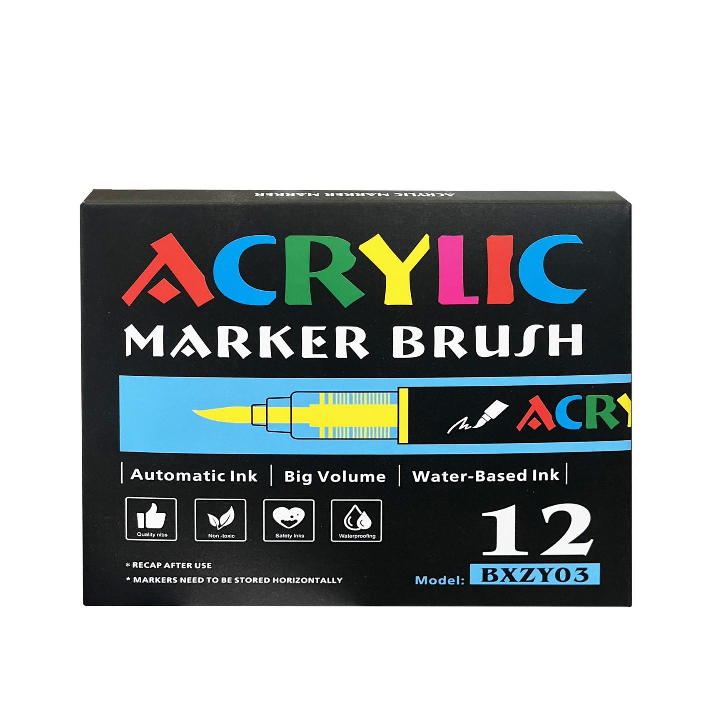 Water-Based Large Acrylic Marker Set for Students and Children - Assorted Colors In Stock