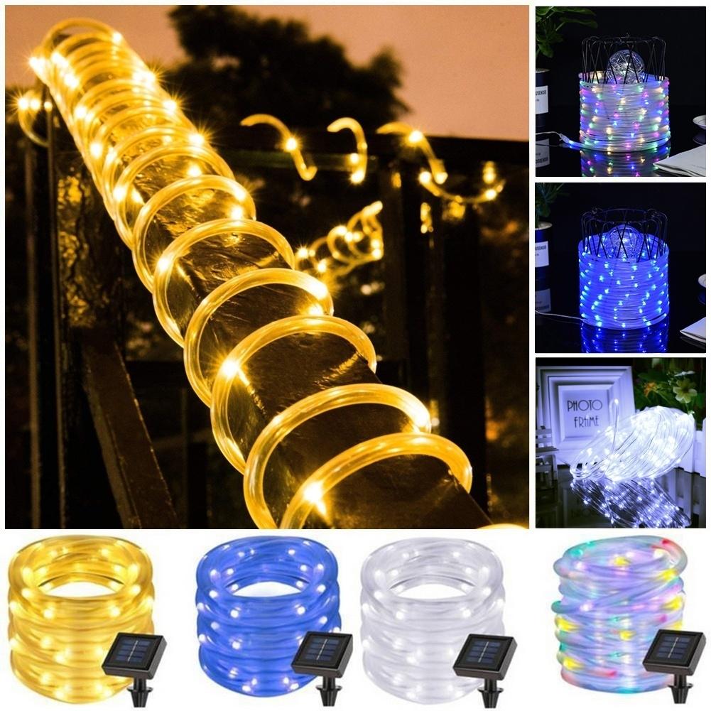 50/100 LED Rope String Lights Outdoor Solar Rope Lights Waterproof Light Copper Wire Fairy