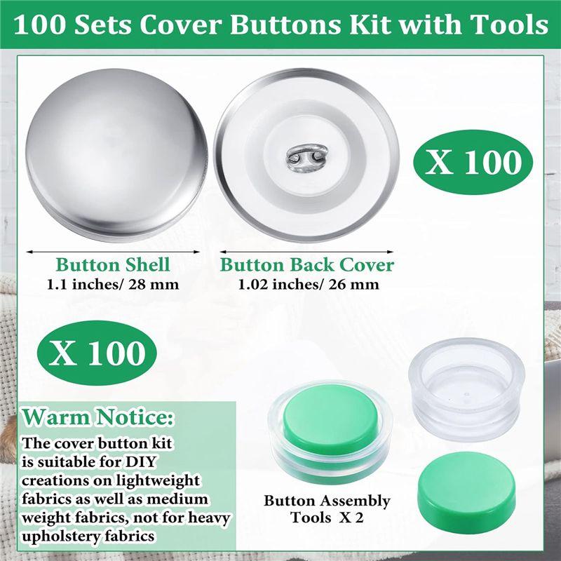 M-Modern-100 Sets Cover Buttons Kit With Tools Size Buttons To Cover Self Cover Buttons DIY Fabric Cloth Cover Buttons Durable 1