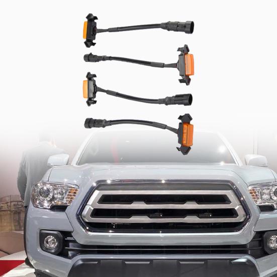 

4 шт. светодиодные лампы на передней решетке с жгутом, желтый корпус, желтый луч, гриль, фонари для Toyota Tacoma TRD PRO 16-20