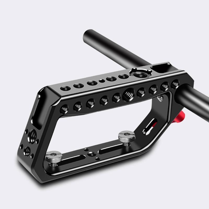 Aluminum Alloy Top Handle Grip DSLR Camera Cage with Double Cold Shoe Mounts 1/4 /3/8 Hole For Accessory Compatibility