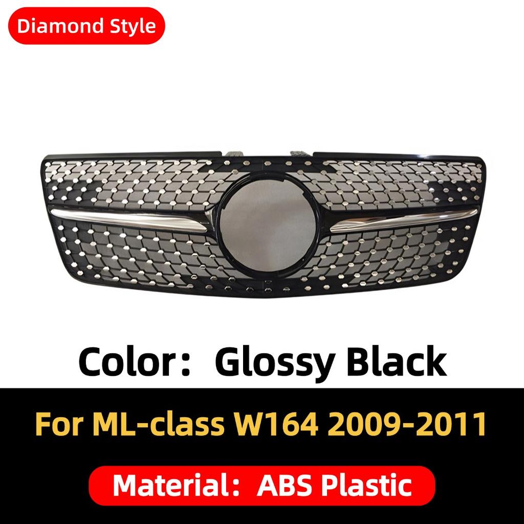 Front Mask Grille Bumper Grill Hood Mesh Modification For Mercedes Benz ML W164 2005-2011 GT Diamond Style Tuning Accessories