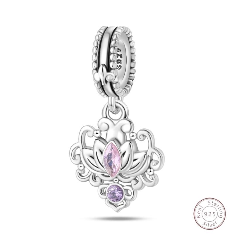 Copper Purple Classic Retro Heart Lotus Angel Shape Pattern Charms Beads Fit 3Mm Original Bracelet Diy Jewelry Gift