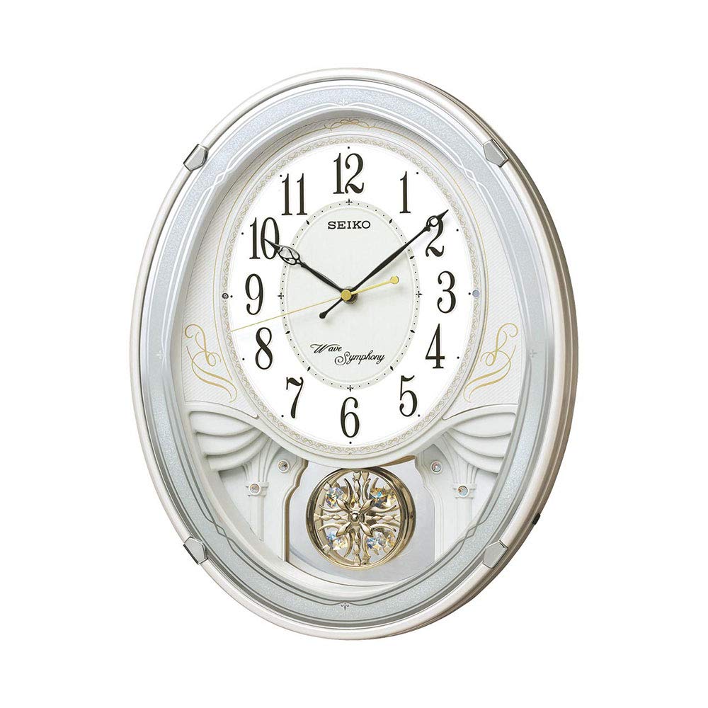 

Настенные часы Seiko Clock AM258W, аналоговые, мелодичные, с тройным выбором мелодии и декоративным белым и перламутровым радиоуправляемым маятником,