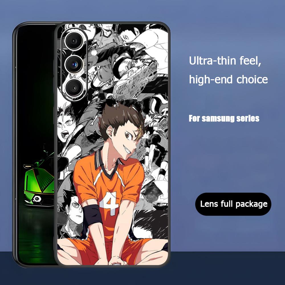 Haikyu Anime Nishinoya Yuu Phone Case For Samsung Galaxy S25 S24 S23 S22 S21 S20 Plus Ultra Note20 Soft Black