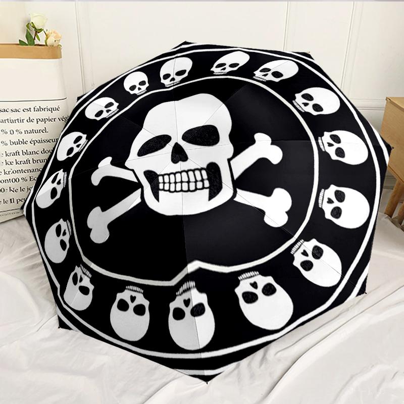 

Skull Design Circular Pattern 8-Frame for Travel, camping, Casual Lightweight Portable Umbrella, Essential for every family Holidays Birthday Gift