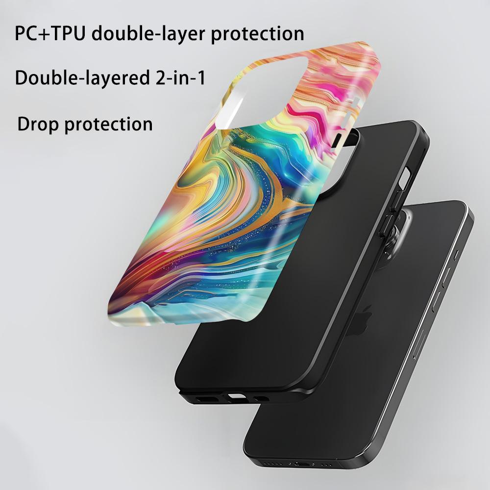 Oil painting color stripe two-in-one film shell iphone14 high value mobile phone case apple 17 magnetic anti-drop cover