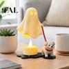 Modern Bedroom Shelf Decor Halloween Ghost Walking Dog Figurine, Cute Spooky Statue with LED Candle Ornament Candle, 3D Printed Tabletop for