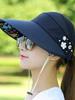 Womens Korean Style Sun Visor Hat With Floral Decor For Summer Sun Protection
