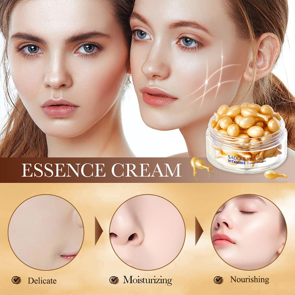 SADOER Evening Primrose Vitamin E Face Cream Capsule - Deeply Hydrating & Moisturizing Serum for All Skin Types 30 Capsules/bottle