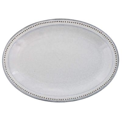 Piatto Ovale EAST table Piatto Ovale a Pois 24cm Ceramica Argilla Nera Smalto Bianco Prodotto in Giappone Adatto al Microonde Lavabile in Lavastoviglie Piatto Grande IC-022-01