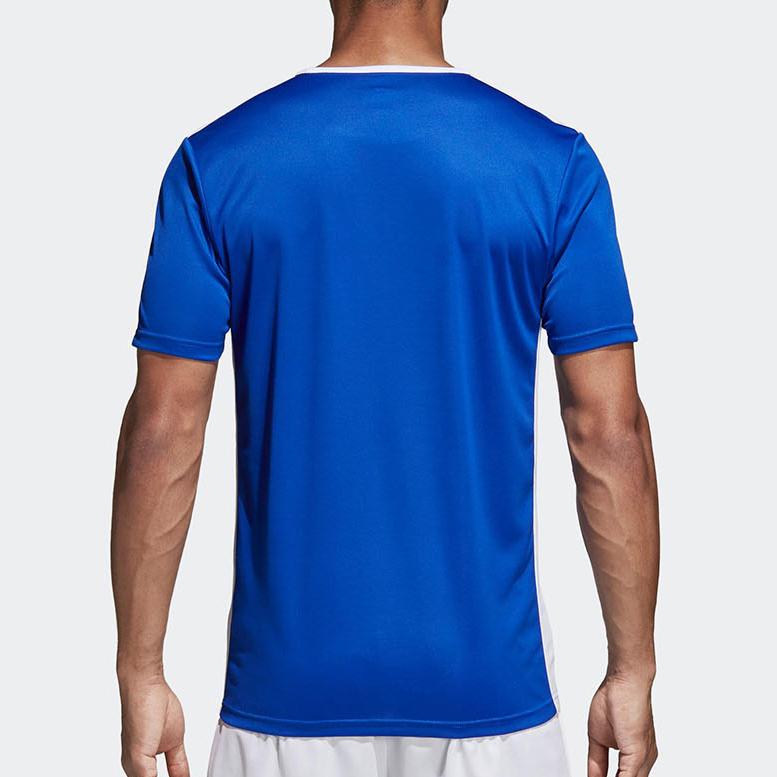 Adidas Entrada 18 Striped Color Block Short Sleeve T-Shirt Men Tops Blue CF1037