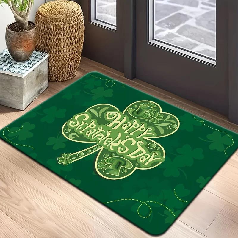

St. Patrick s Day Festive Doormat Washable Toilet Foot Pad Absorbent Bath Rug Floating Window Cushion Carpet for Home Decore 40x60cm 16x24 inch