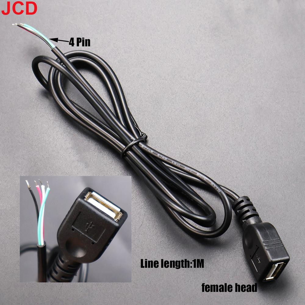 JCD 2pcs Power Supply Cable 2 Pin USB 2.0 A Female Male 4 Pin Wire Jack Charger Charging Cord Extension Connector DIY 5V Line