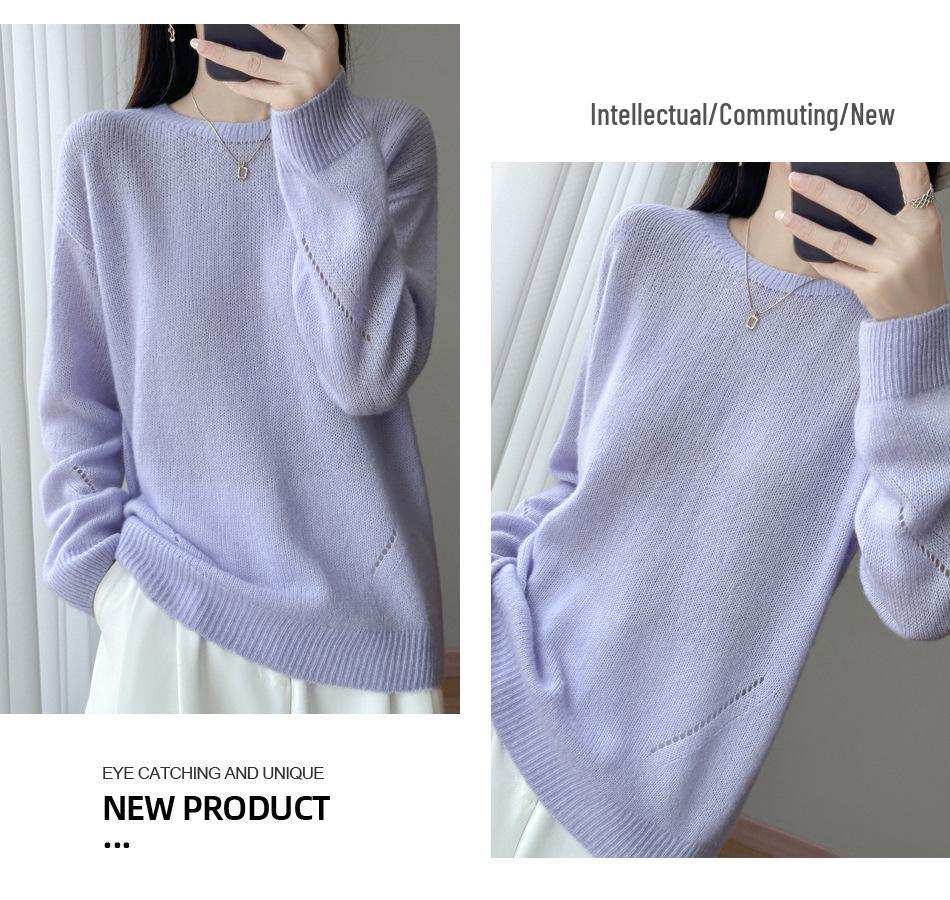 Korean Tencel Wool Knit Women's Round Neck Sweater - Autumn/Winter Fashion