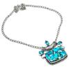 Copper Blue Turquoise, Topaz Gemstone 925 Sterling Silver Necklace 18"