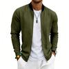 Herren Einfarbige Baseballkragenjacke Lässige Reißverschluss-Bomberjacke Leichter Streetwear-Mantel für Frühling Herbst
