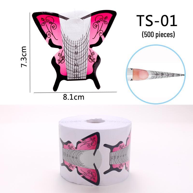 100-Piece French Light Therapy Nail Extension Forms: Butterfly & Horseshoe Designs