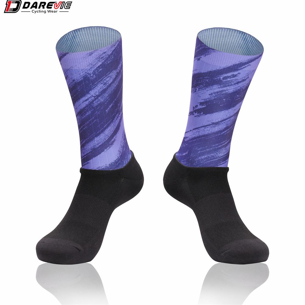 Darevie Manufacturer Knit Cycling Socks Custom Breathability One Piece Elastic Cycling Socks L