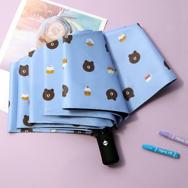 Cartoon brown bear automatic umbrella folding student weather and rain umbrella children vinyl sun umbrella manufacturers wholesale