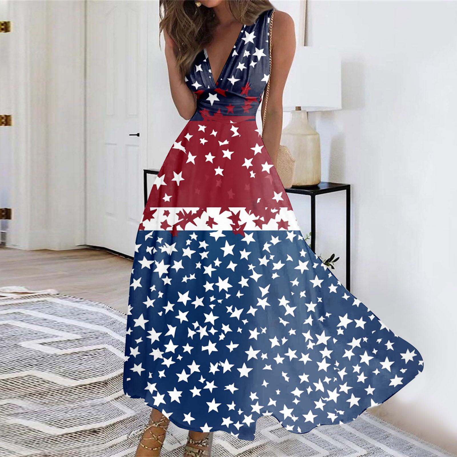 Sleeveless V Neck Tie Dye Print Maxi Dress Women’s Casual Long Summer Dress with Bohemian Style and Flowy M