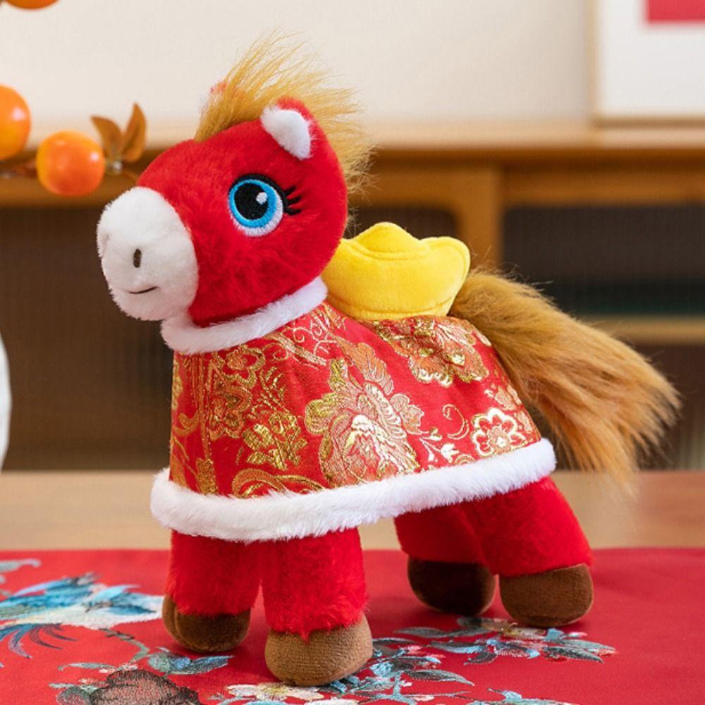 Letter Print Plush Horse Doll Soft Stuffed Horse Stuffed Animal  Year of The Horse
