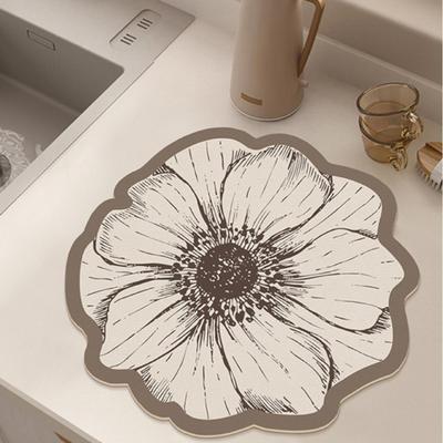 Tovaglietta a Fiori Tappetino Isolante Termico per Tavolo da Pranzo Assorbente in Terra Diatomacea Decorativo Tappetino a Fiori per Piano Cucina Tavolino da Caffè