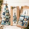Cadeau d'artisanat de Noël pour adultes Kit d'arbre patchwork surdimensionné à faire soi-même, Ensemble d'assemblage en tissu à carreaux rétro Art des fêtes et avec des ornements suspendus Maison