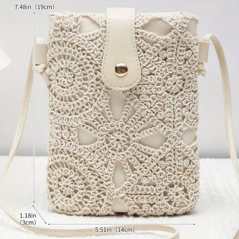 Women's Woven Pattern Crossbody Bag, Fashion Printed Mobile Phone Shoulder Bag, Lightweight Daily Handbag