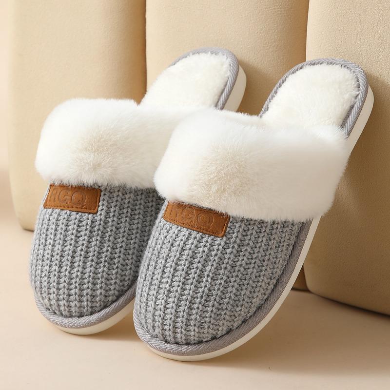 

Winter thermal slippers non-slip men s indoor plush cotton slippers home slippers women s winter wool slippers 36-37