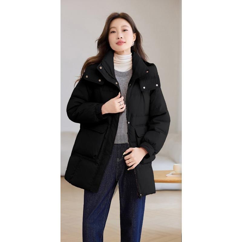 New Style Down Cotton Coat for Women, Mid-length Hooded Thickened Fashionable Little Person Thickened Cotton Coat