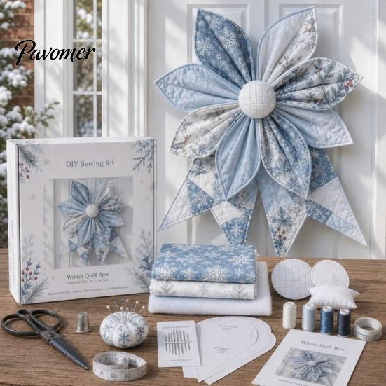 Rustic Farmhouse Home Decor Large Patchwork DIY Sewing Kit, Quilted Fabric Craft Set, Beginner Friendly Needlework Handmade Door Decoration Wreath for