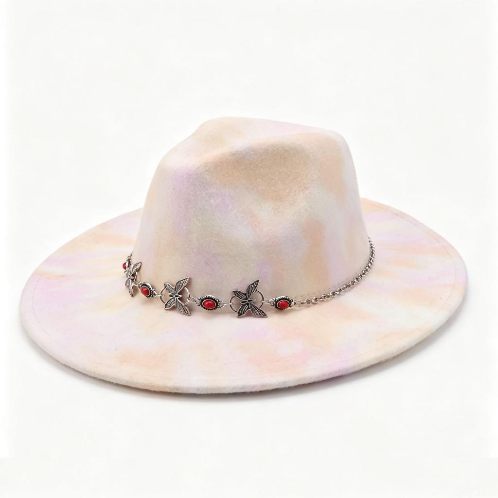 Hot-selling western cowboy hats, new men's and women's party tie-dye top hats, fashionable flat-brimmed jazz hats