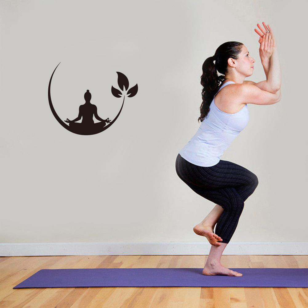 Fashion Yoga Lotus Pattern Wall Sticker Detachable Removable Carved Waterproof Decals For Smooth Interior Walls Window Mirror