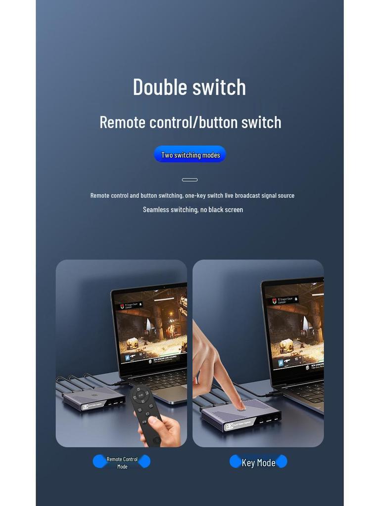 Dual Input 4K Capture Card for DSLR & Phone - Dual Angle HD Streaming & Recording Box
