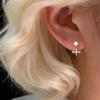 Neutral Street Style Iris Flower & Cross Star Zirconia Stud Earrings - Versatile Two-Way Wear Accessories
