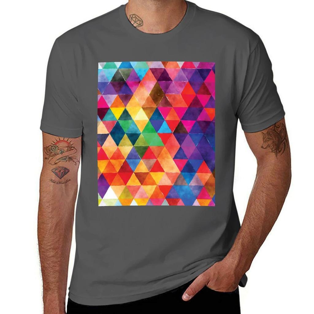 Watercolor Triangles Pattern Bright Colors Tshirt Athletic Quick Dry Tshirt For Unisex