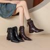 Vintage Fashion Short Boots Autumn Winter Women Square Heel Pointed Toe Chelsea Boots Height Increase Non Slip Chunky High Heels