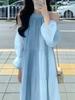 New French gentle wind sweet loose beautiful fairy long dress seaside vacation wind off-the-shoulder dress female