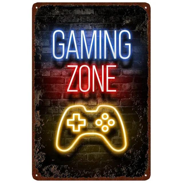 Retro Gamer At Work Metal Tin Sign Vintage Wall Art Poster for Game Room Café Garage Club Bar Pubs Iron