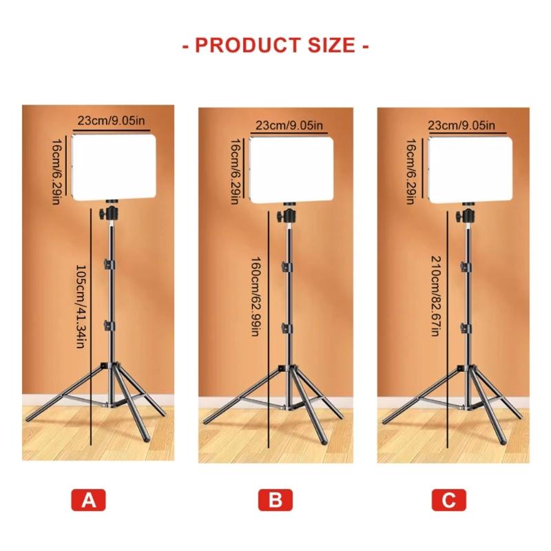 Photography Studio Lamp Kit with LED Light Panel and Adjustable Tripods for Live Streaming and Video Shootings