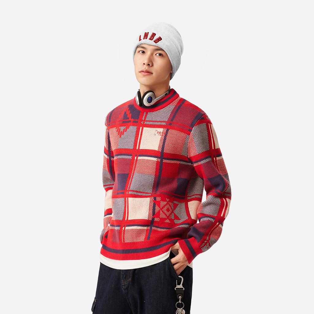 Li Ning Dai Jin Dou Jin Series Simple Comfortable Versatile Casual Loose Dopamine Sweater Long Sleeve Jacket Round Neck Knitted Top AMBV031-7