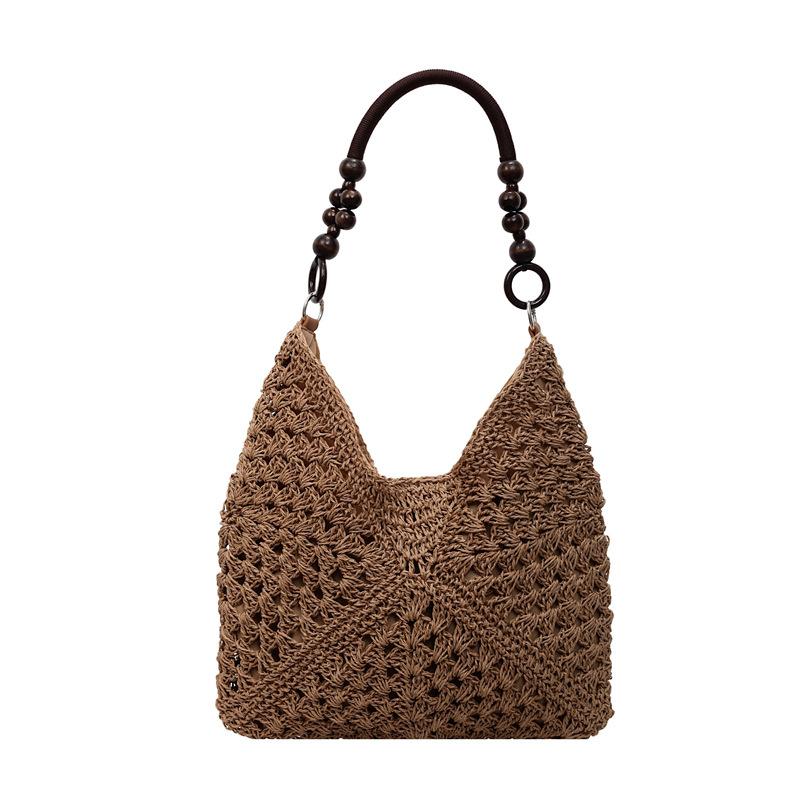 Handwoven Crochet Boho Tote Bag for Women Summer Beach Travel Casual Use