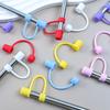5Pcs Silicone Straw Cover for 8mm Large Diameter Straws Toppers U-Shaped Lanyard Straw Lid Dust-Proof Reusable Straw Protector for Glass Stainless