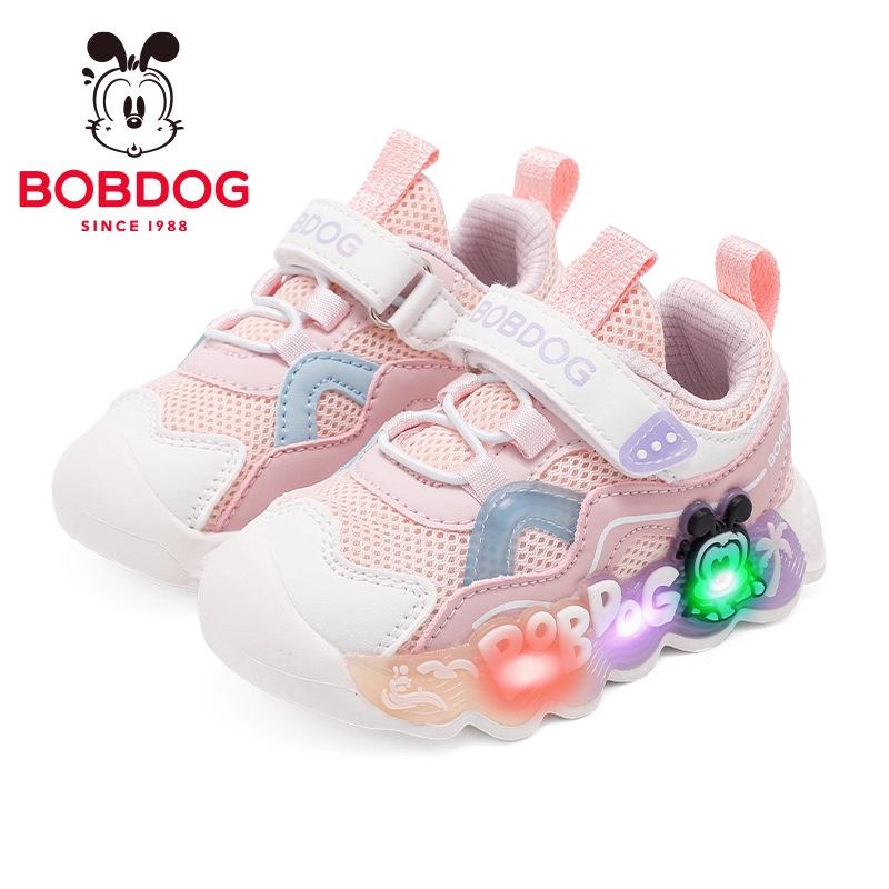 Babu Dou 2025 Autumn Collection: Breathable Mesh Toddler Walker Shoes with Soft Sole, Non-slip, and Light-up Features for Boys and Girls