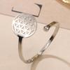 Dawapara Flower of Life Cutout Women Adjustable Ring Mandala Sacred Geometry Yoga Kabbalah Jewelry Stainless Steel